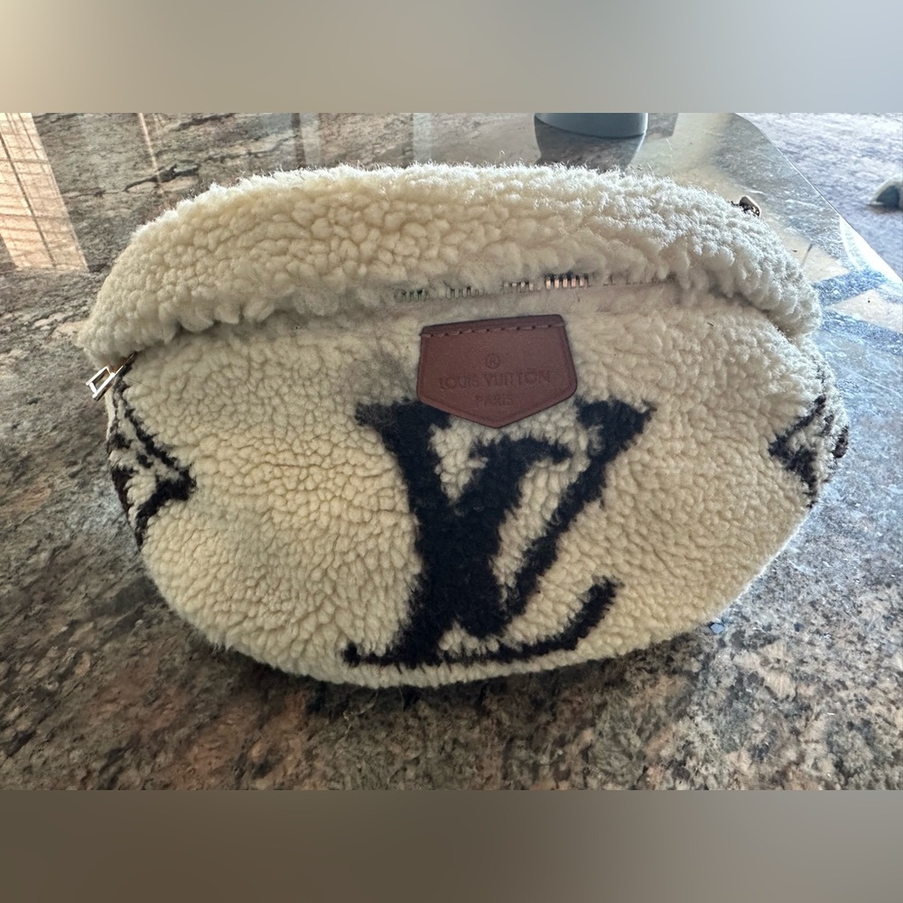 Cream and Black Shearling Bag